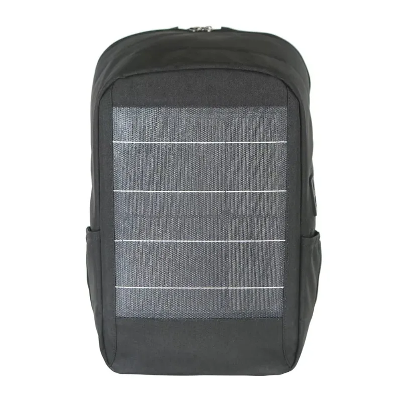Solar travel backpack with USB and Type-C ports, outdoor solar panel charging, suitable for school camping and hiking