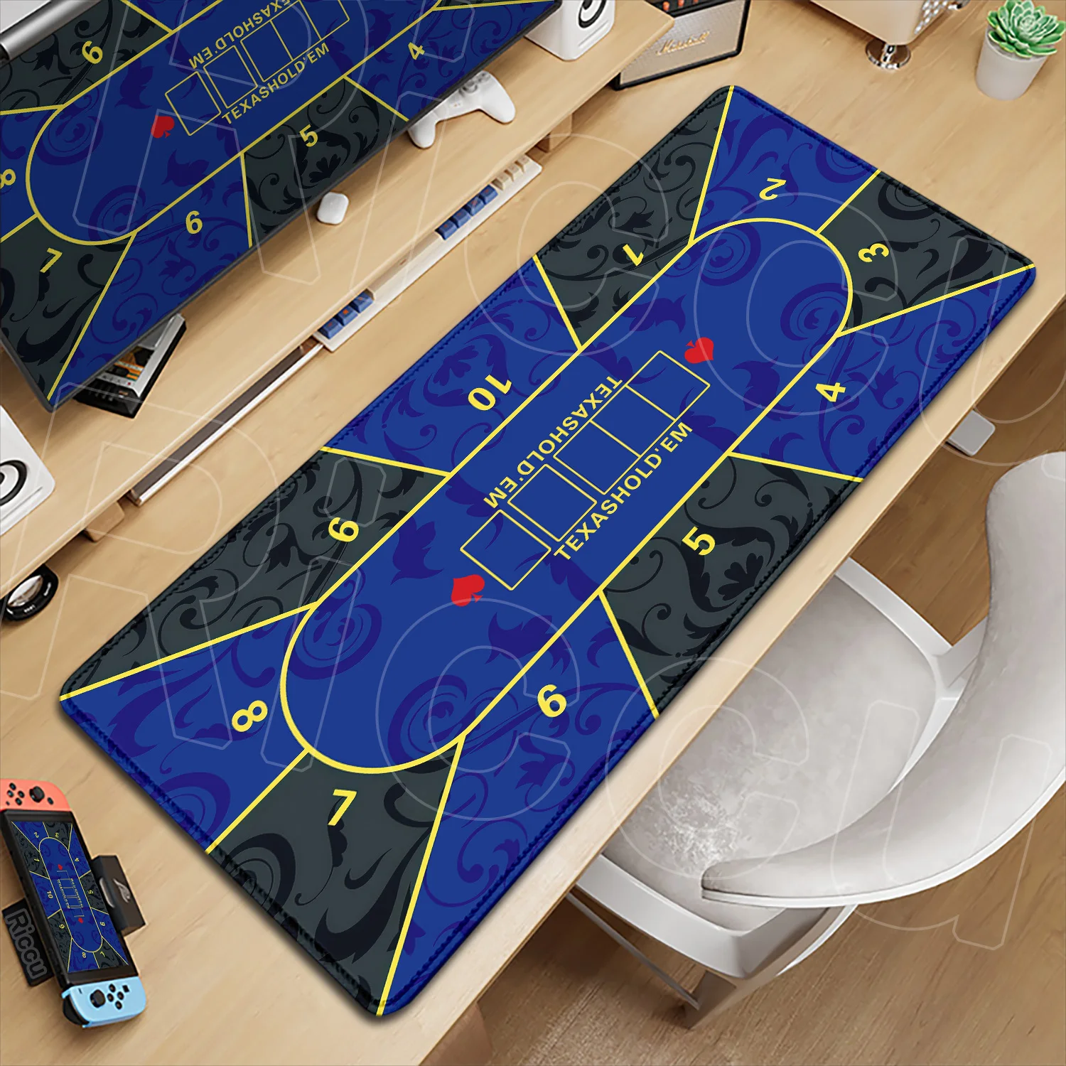 Texas Hold'em Gaming Carpet 100x50cm Portable Rubber Non-slip Poker Desk Mat XXXL Computer Mouse Pad Office Keyboard Accessories