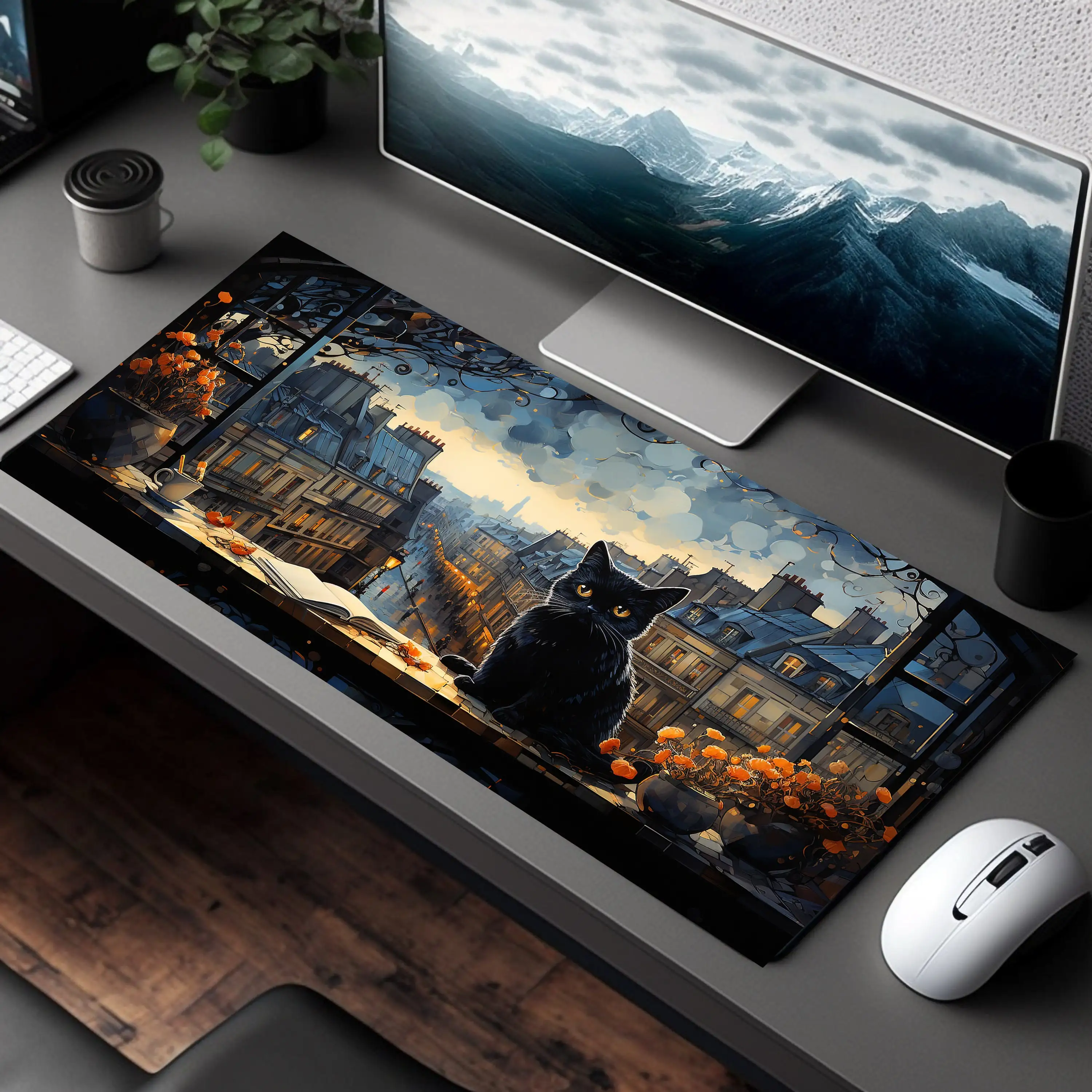 Cute Cat Desk Mat, Non-slip and Waterproof Gaming Mouse Pad, Office and Gaming Desk Decoration Mat, A Perfect Gift for Friends.