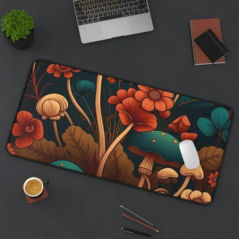Floral Art Gaming Desk Mat, Non-slip and Waterproof Mouse Pad, Minimalist Office Decoration Mat, The Perfect Gift for Friends.