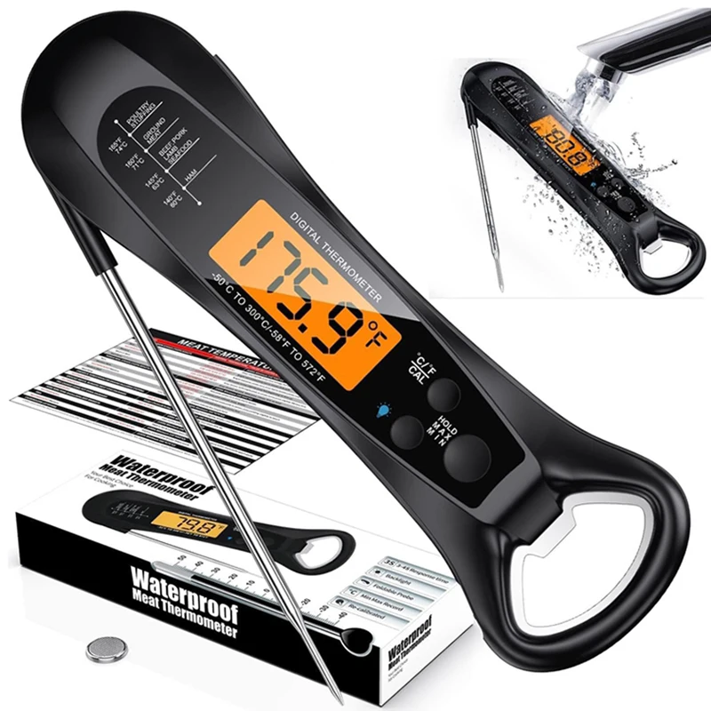 Meat Thermometer Kitchen Digital Instant Read Cooking Thermometer For Meat Food Milk Temperature Backlight Magnet Bottle Opener