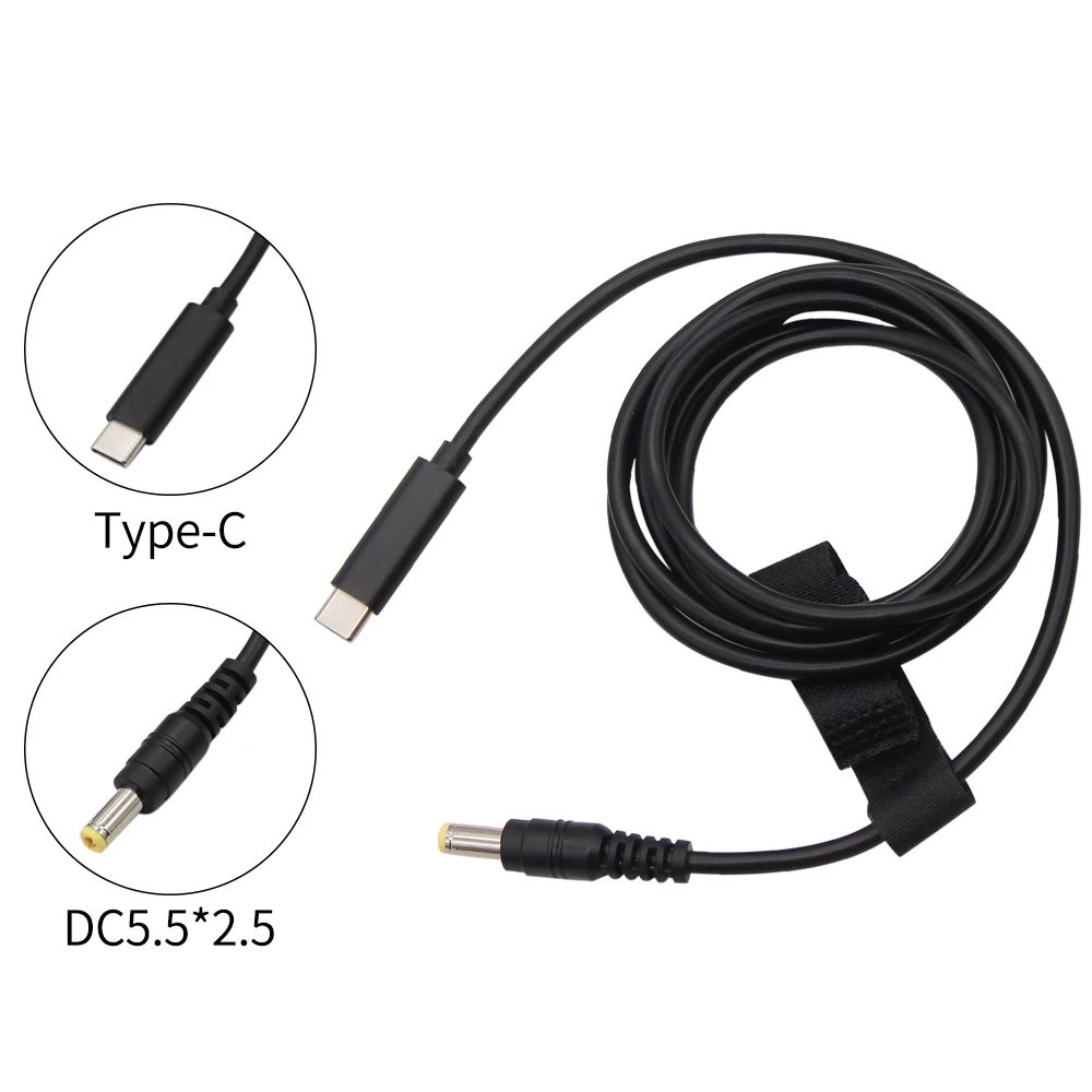 USB Type C PD Charging Cable Cord Dc Power Adapter Converter 5.5*2.5 18.5V-20V 3A for Lenovo Asus Dell Hp Laptop Charger