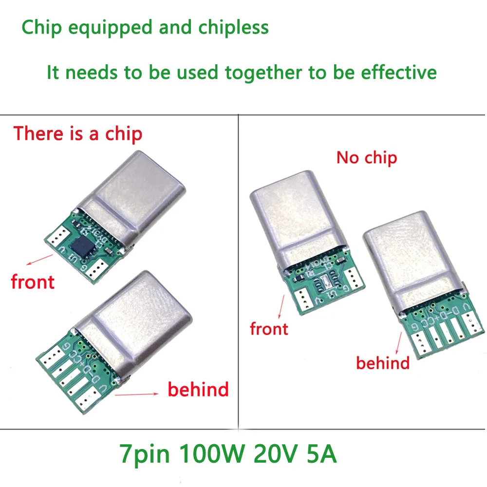 7pin USB 3.1 TYPE-C Male Plug Connector Soldering Data Line Parts For Notebook PD 100W 20V 5A Current High Power Charge Cable