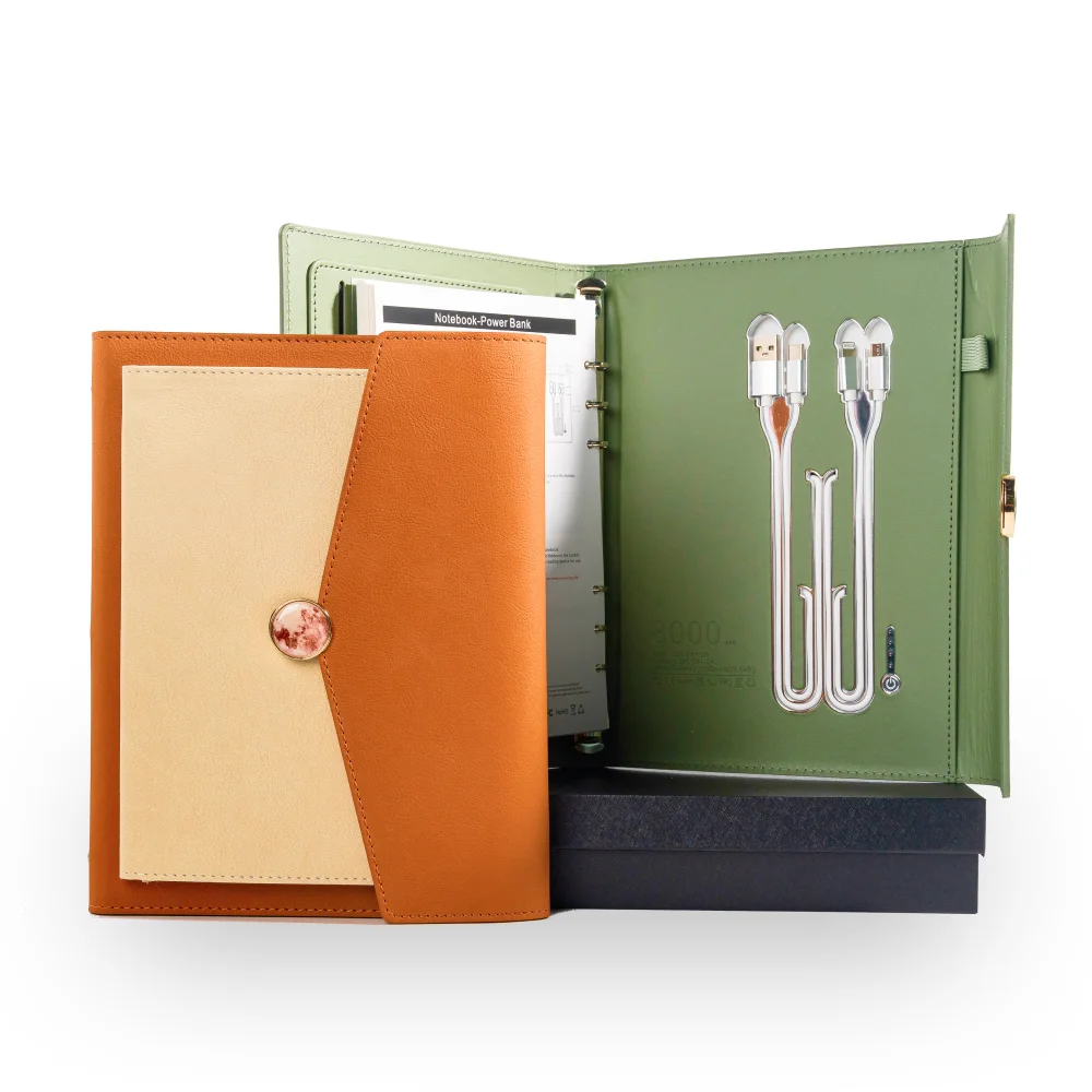 Notebook with Built-in Power Bank, USB Drive & 3-in-1 Charging Cable –Stylish A5 Planner Gift for Women, Lawyers & Teachers