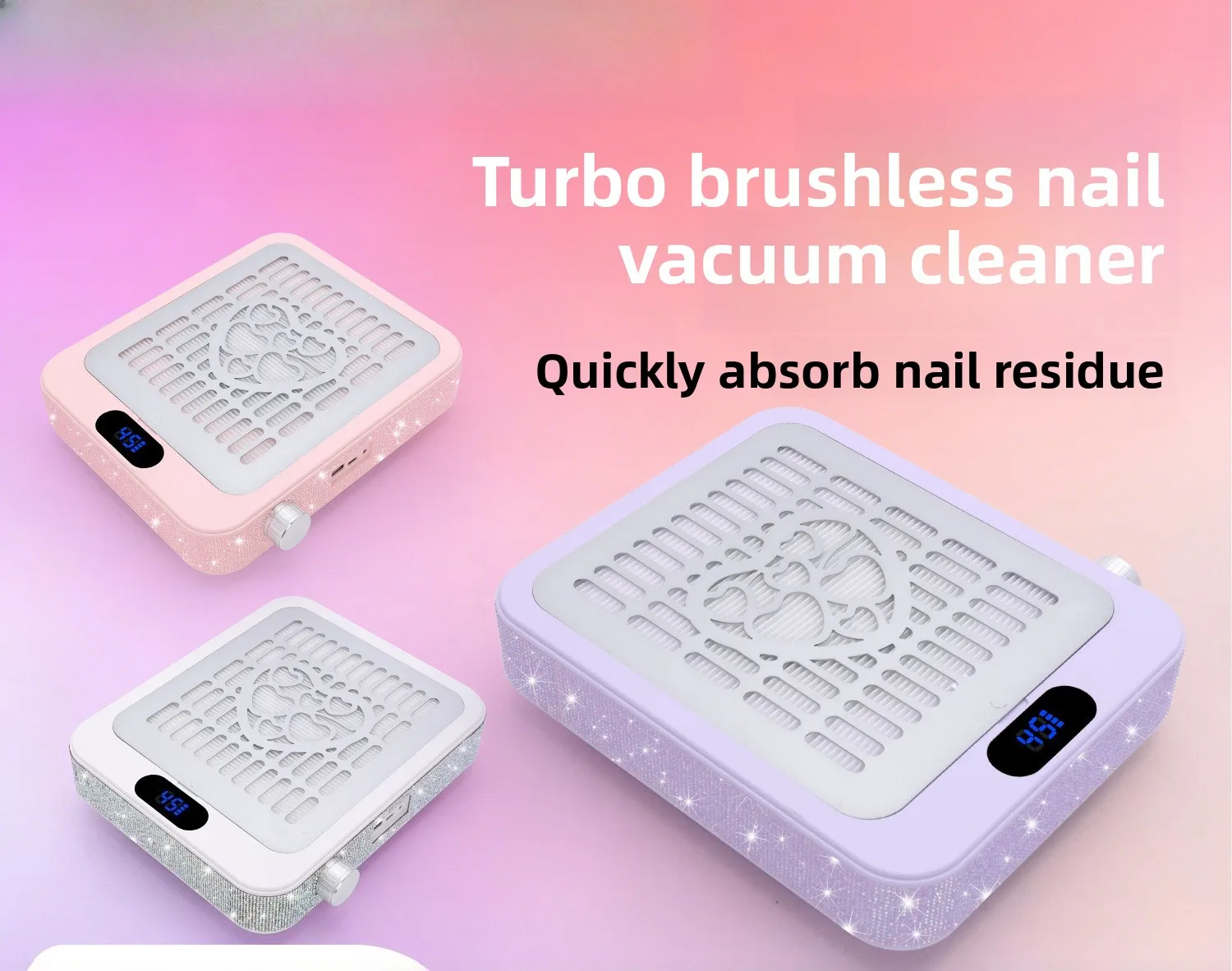 New turbo brushless manicure vacuum cleaner portable high-power suction adjustable speed manicure special dust collector