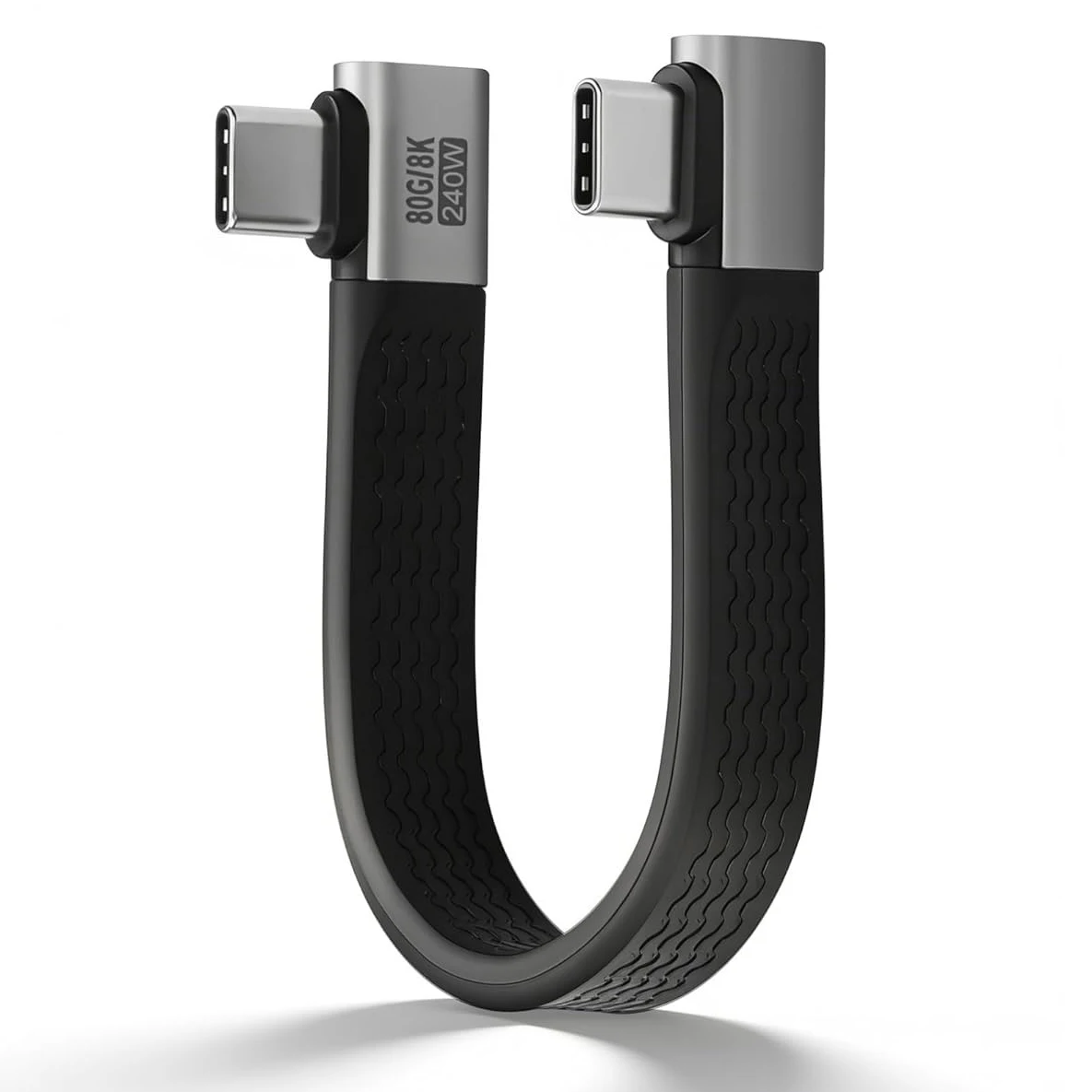 90° Right Angle USB C to USB C Cable 240W PD 80Gbps Thunderbolt 5 USB4.0 8K 60Hz Type C Short Charging Cord