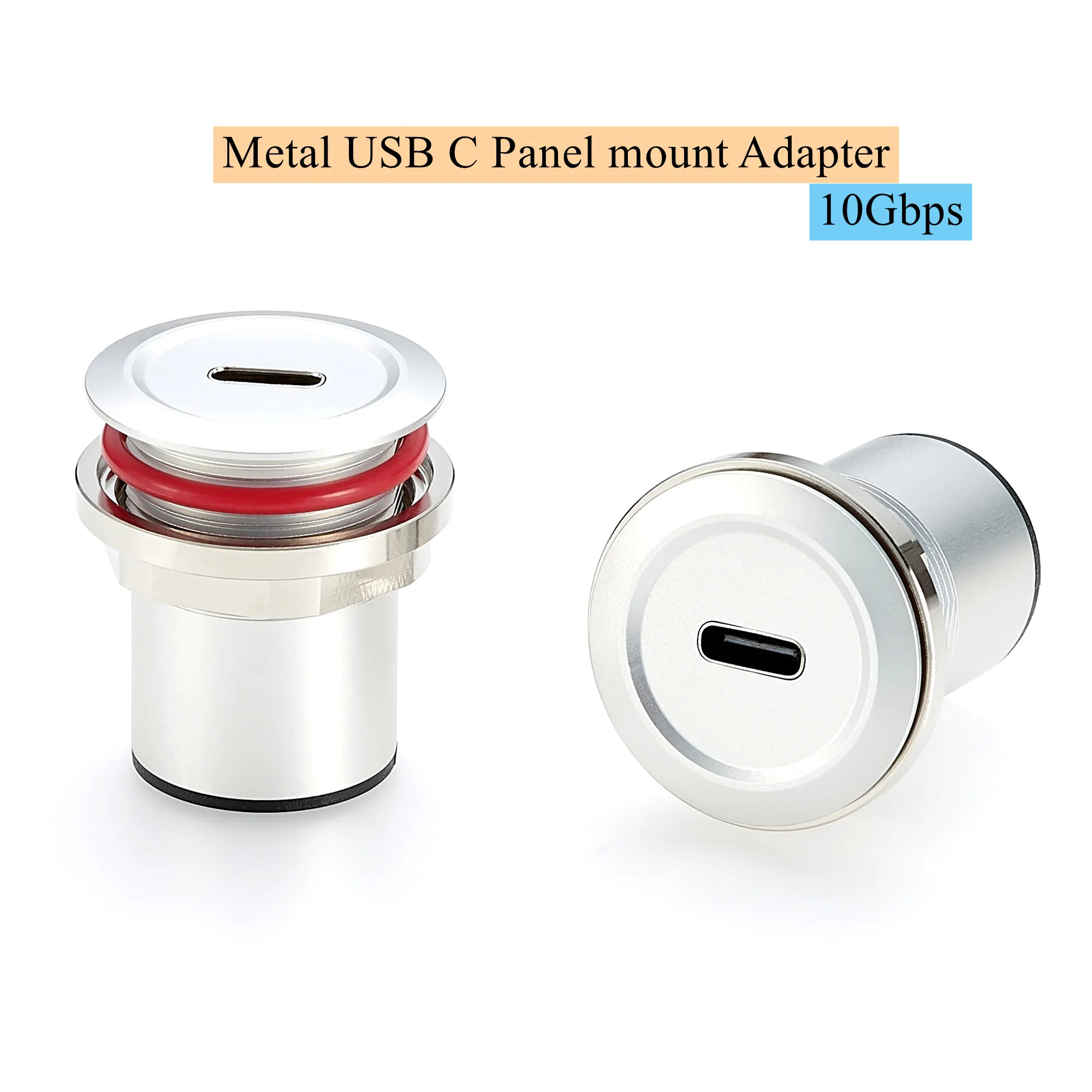 10Gbps USB C to USB C Flush Panel Mount Adapter Type C 3.1 Female to Female Threaded Fixed Coupler Converter Bulkhead Socket