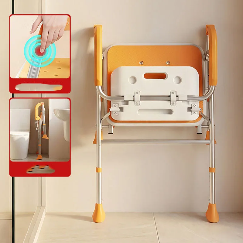 Foldable Space Saving Bathroom Chair Shower Vanity Makeup Bedroom Stool Metal Shoe Cabinet Taburete Plegable Home Furniture