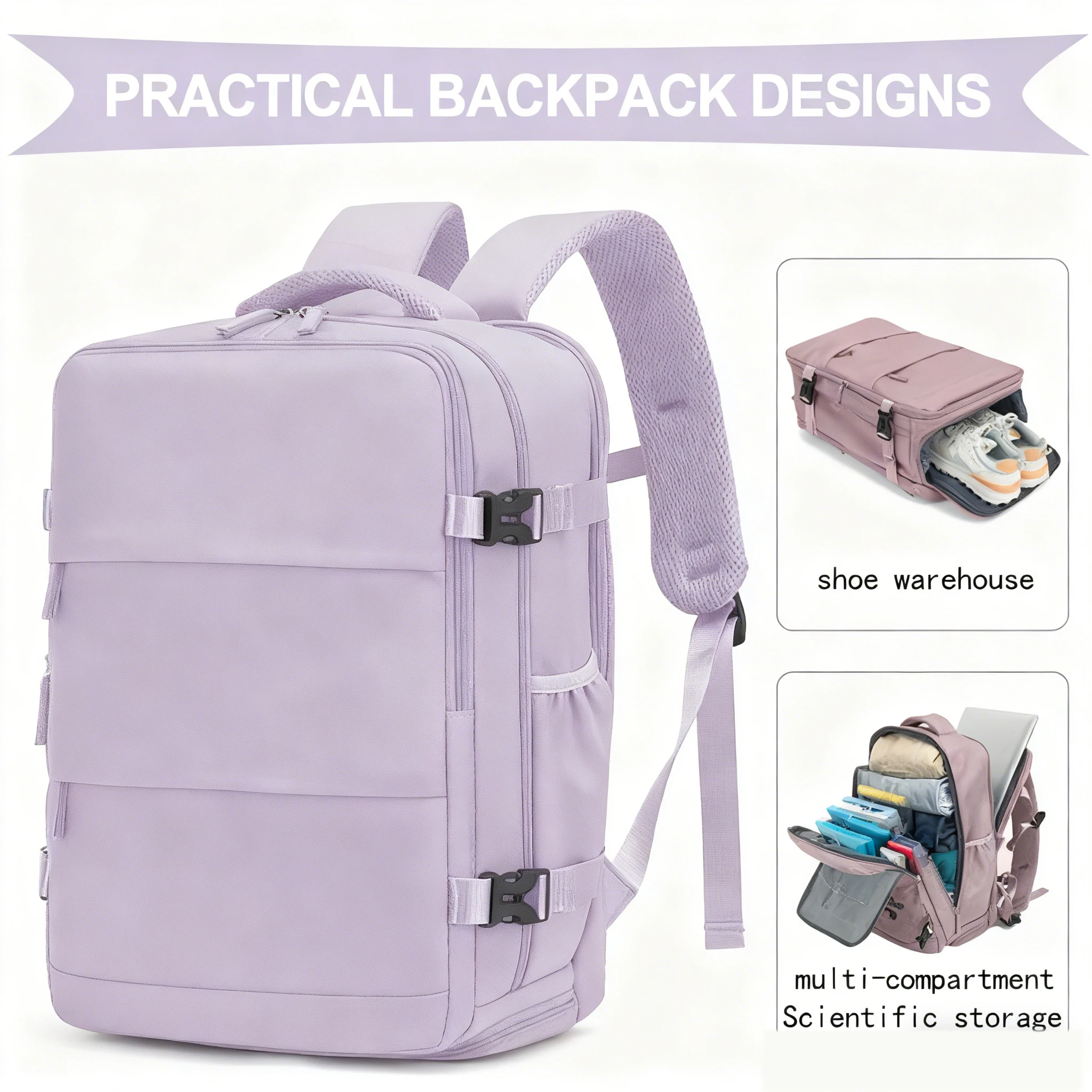 Ladies and Men's Travel Backpacks, Personal Items Travel Bags, Leisure Backpacks, Suitable for Weekend Business Trips