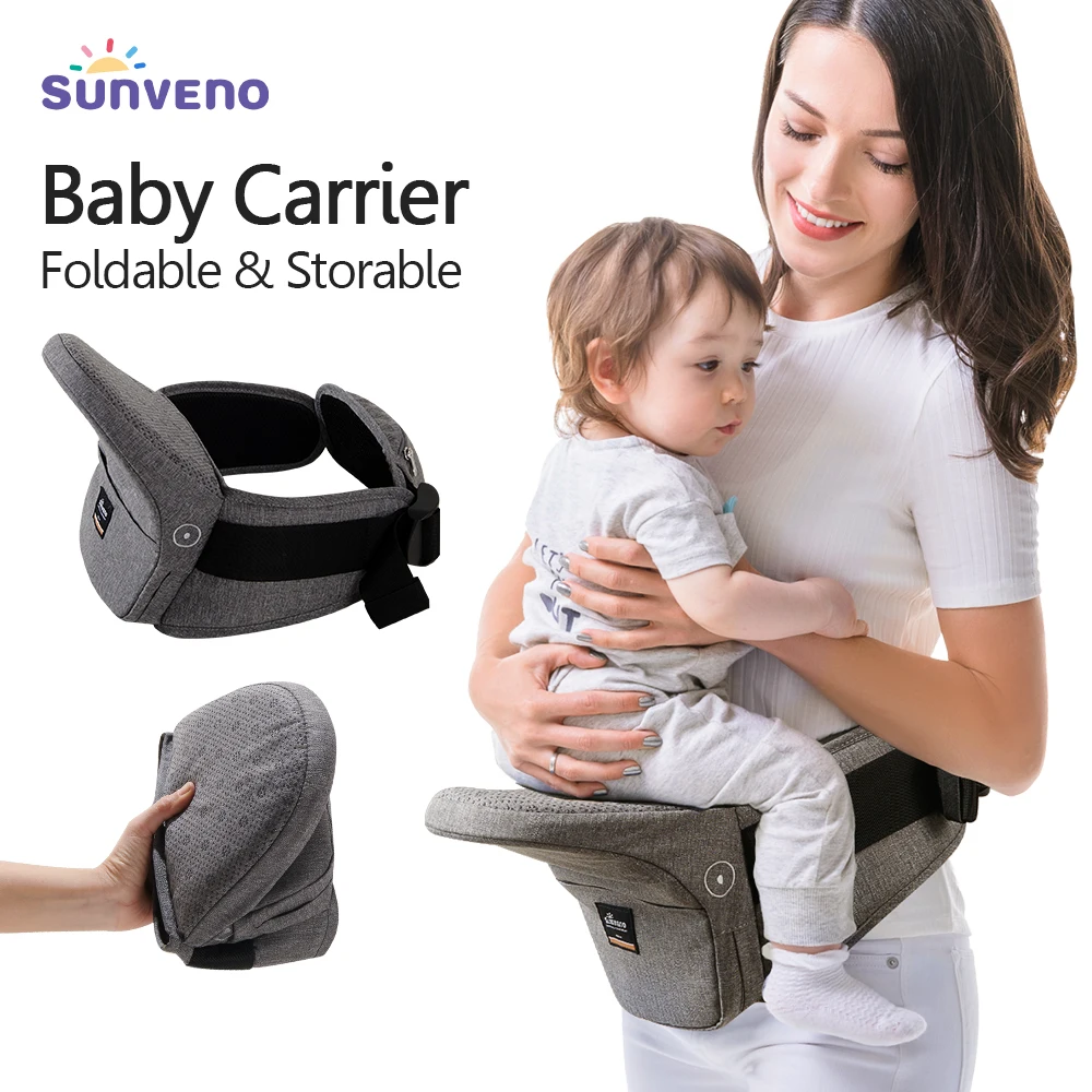 Sunveno Advanced Foldable Baby Carrier Adjustable Waistband Ergonomic Lightweight Collapsable Hipseat Carrier Portable Pocket