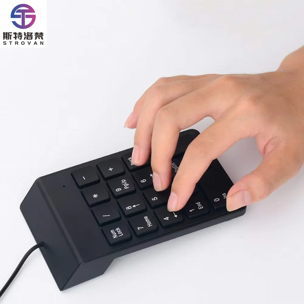 Wired 18-Key Number Portable Keyboard USB Mini Numeric Keyboard One Hand Numeric Keyboard for Laptop Desktop PC Tablet