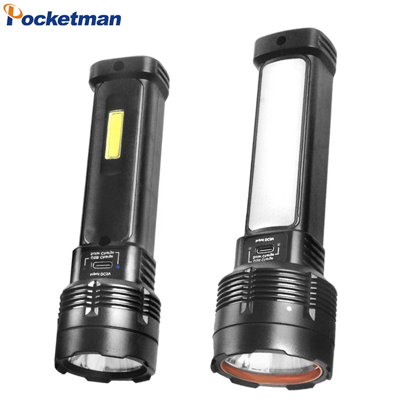 LED Solar Charging Flashlight White/Red/Blue Light USB Rechargeable Super Bright Flashlights Outdoor Emergency Torch 1 Pack