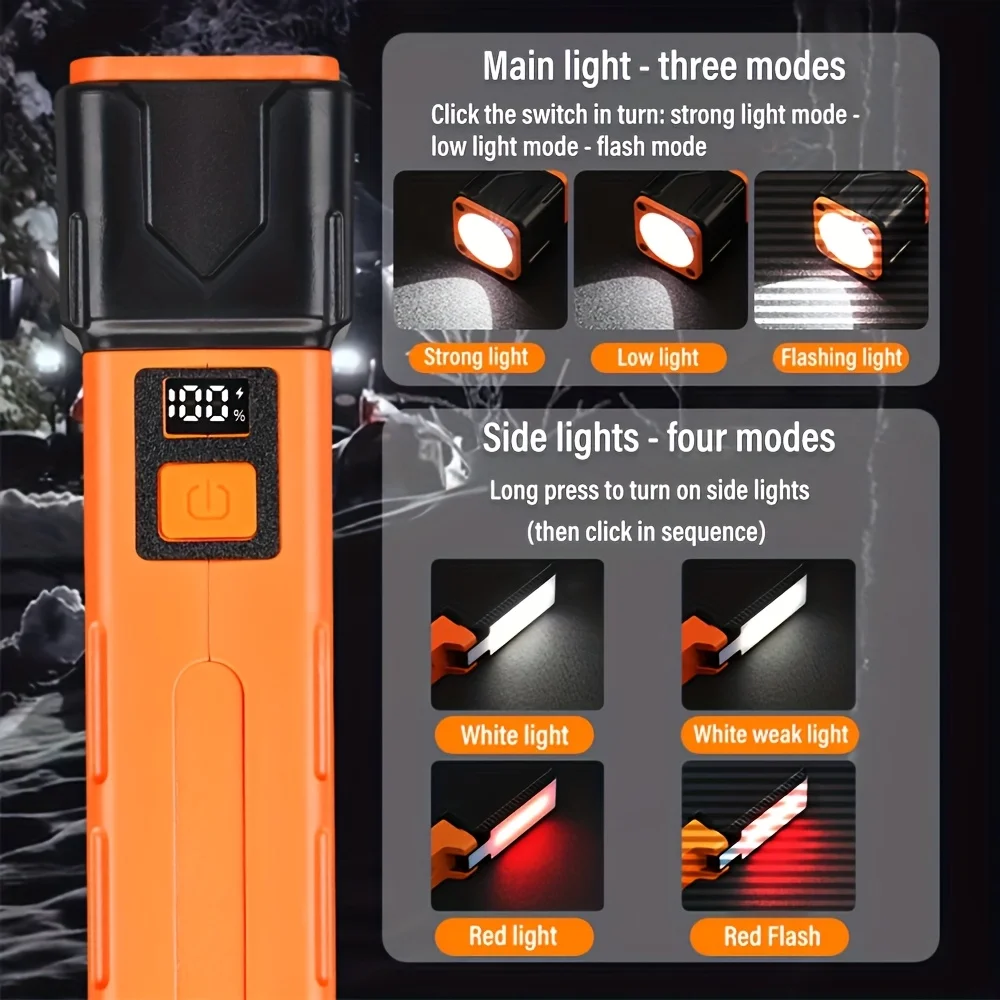 D5 7 Modes Head With Magnet Multi-Function Auto Repair Lamp Handheld Flashlight Work Light With Cob Sidelight Telescopic Zoom