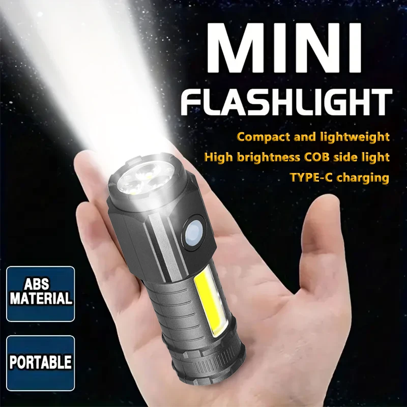 D2 Portable Outdoor Flashlight Four Lighting Modes Pen Clip Design Magnetic Bottom Usb Charging Camping Working Fishing Lights