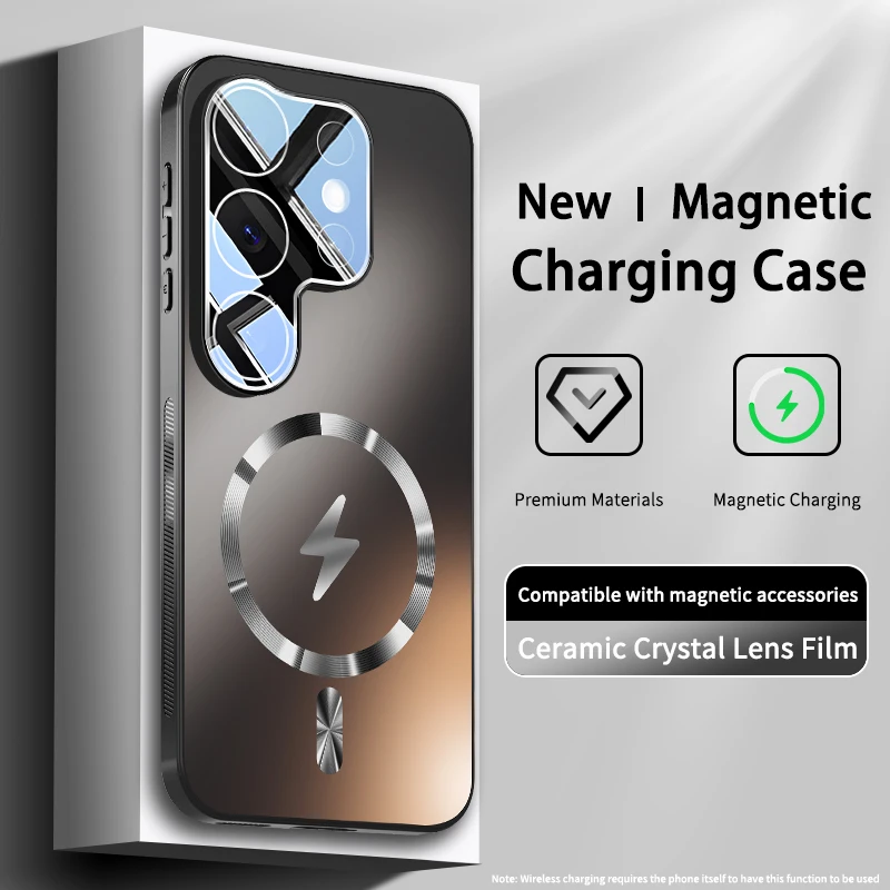 Funda For Samsung Galaxy S26 Ultra Magnetic Case Camera Protection for Magnets Wireless Matte Frosted Shockproof Back Cover