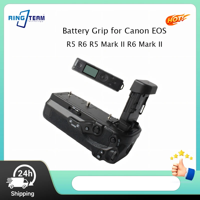 BG-R20 Camera Battery Grip for Canon R5 R6 R5 Mark II R6 Mark II Works with Dual LP-E6P LP-E6NH with LCD Wireless Remote