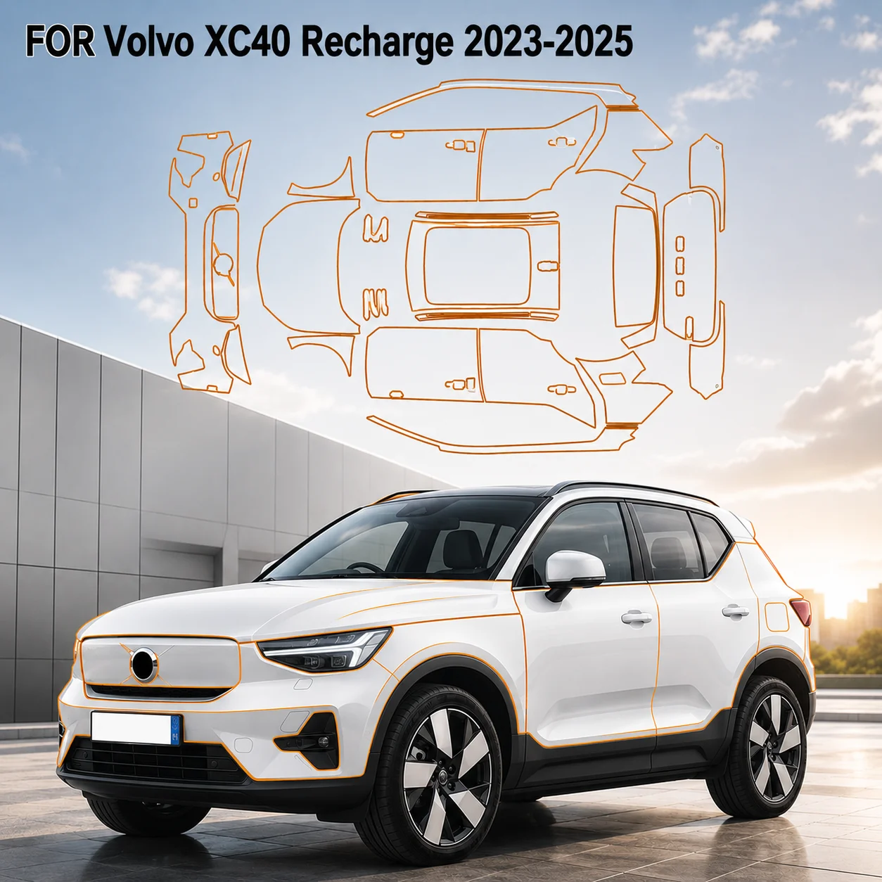 8.5Mil Pre-cut PPF Kit For Volvo XC40 Recharge 2023-2025 TPU Clear Paint Protection Film Scratch-Resistant Exterior Accessories