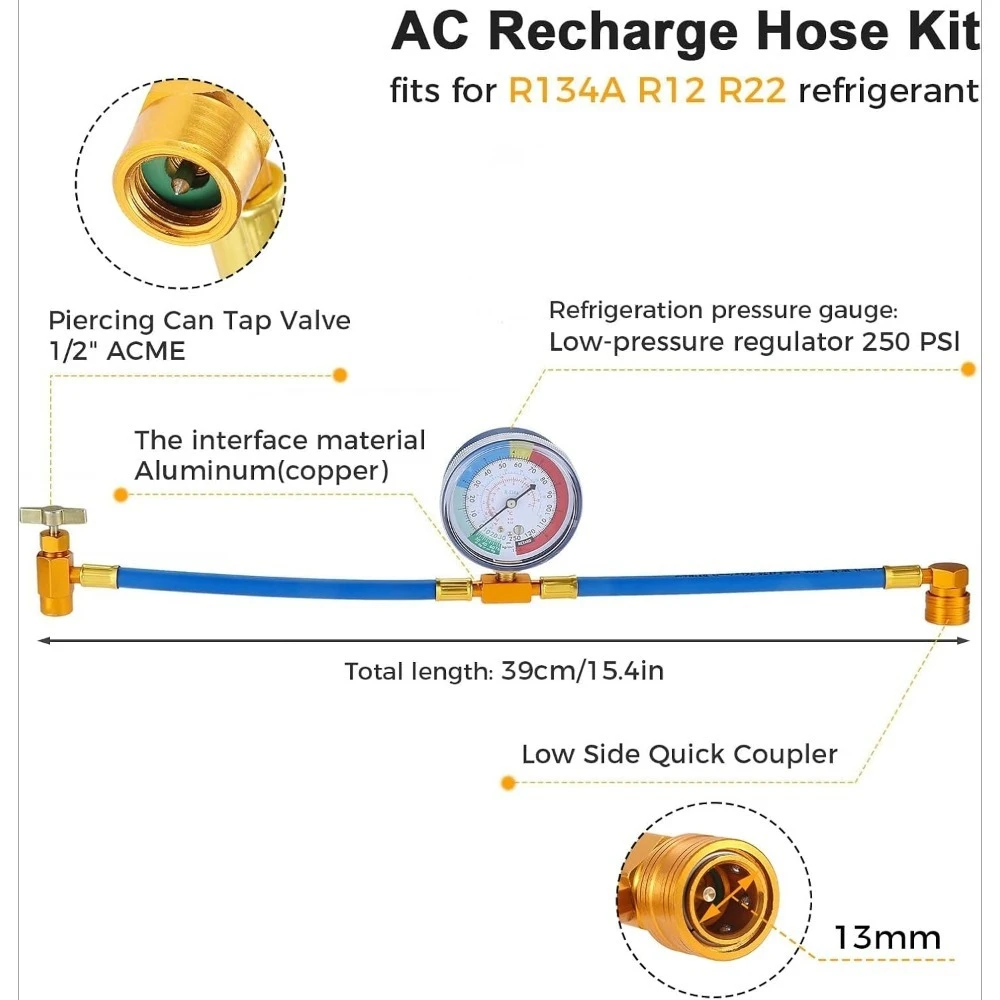 CSDOH R134A Recharge Measuring Hose Can Tap Gauge Refrigerant Charging Pipe Adapter Air conditioning Car accessories