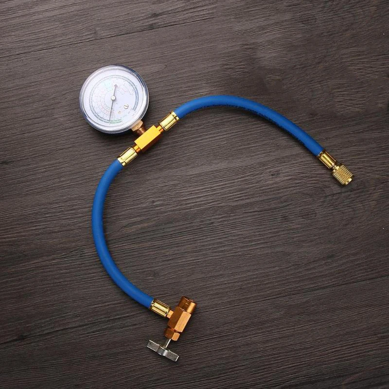 Pratical R134A To R12 R22 Refrigerant Recharge Hose Pipe &Can Tap Pressure Gauge Car Vehicle Accessories
