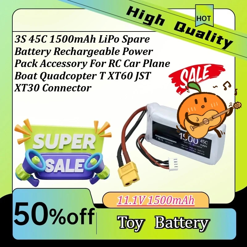 1500mAh LiPo Spare Battery Rechargeable Power Pack Accessory For RC Car Plane Boat Quadcopter JST T  XT30 XT60 Connector