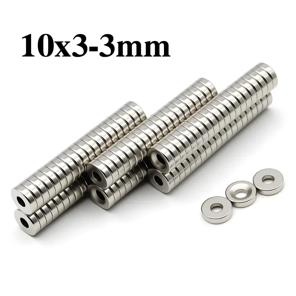 10x3-3mm Super Powerful Round With Holes Magnet Neodymium Magnet NdfeB N35 Strong Permanent Magnetic imanes Refrigerator Magnet