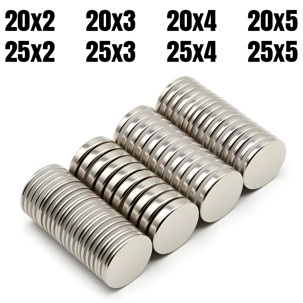 Round Super Strong Neodymium Magnet Powerful Magnets N35 Permanent Magnetic NdfeB Refrigerator DIY 20x2/20x3/20x5/25x3/25x5mm
