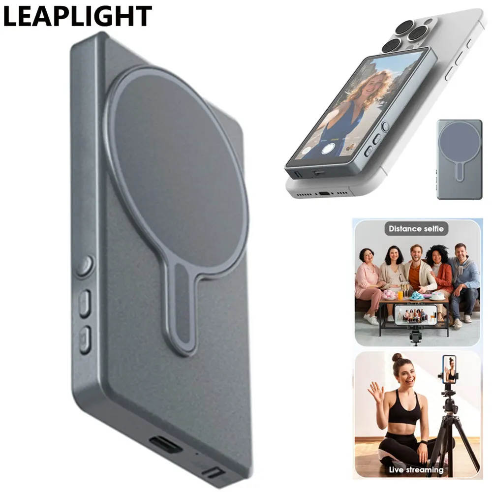 LEAPLIGHT Smartphone Wireless Magnetic Selfie Monitor Screen for iPhone 16 15 14 Android  For Vlog Live Stream Video Recording