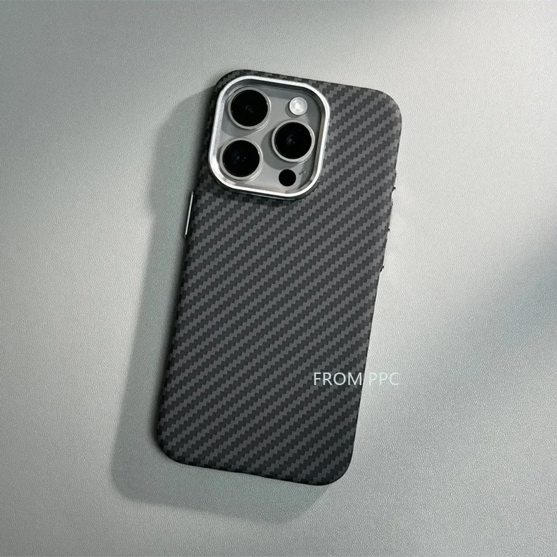 Carbon For MagSafe Phone Case Cover for iPhone 16 Pro Max 15 14 13 Wireless Charge Magnetic Shell Alloy Camera Ring Armor Coque