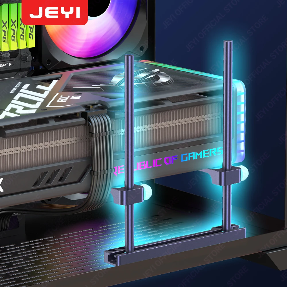 JEYI Graphics Card Brace Adjustable Full Aluminum GPU Sag Bracket VGA Video Card Stand Holder for PC Gaming 40-series GPU