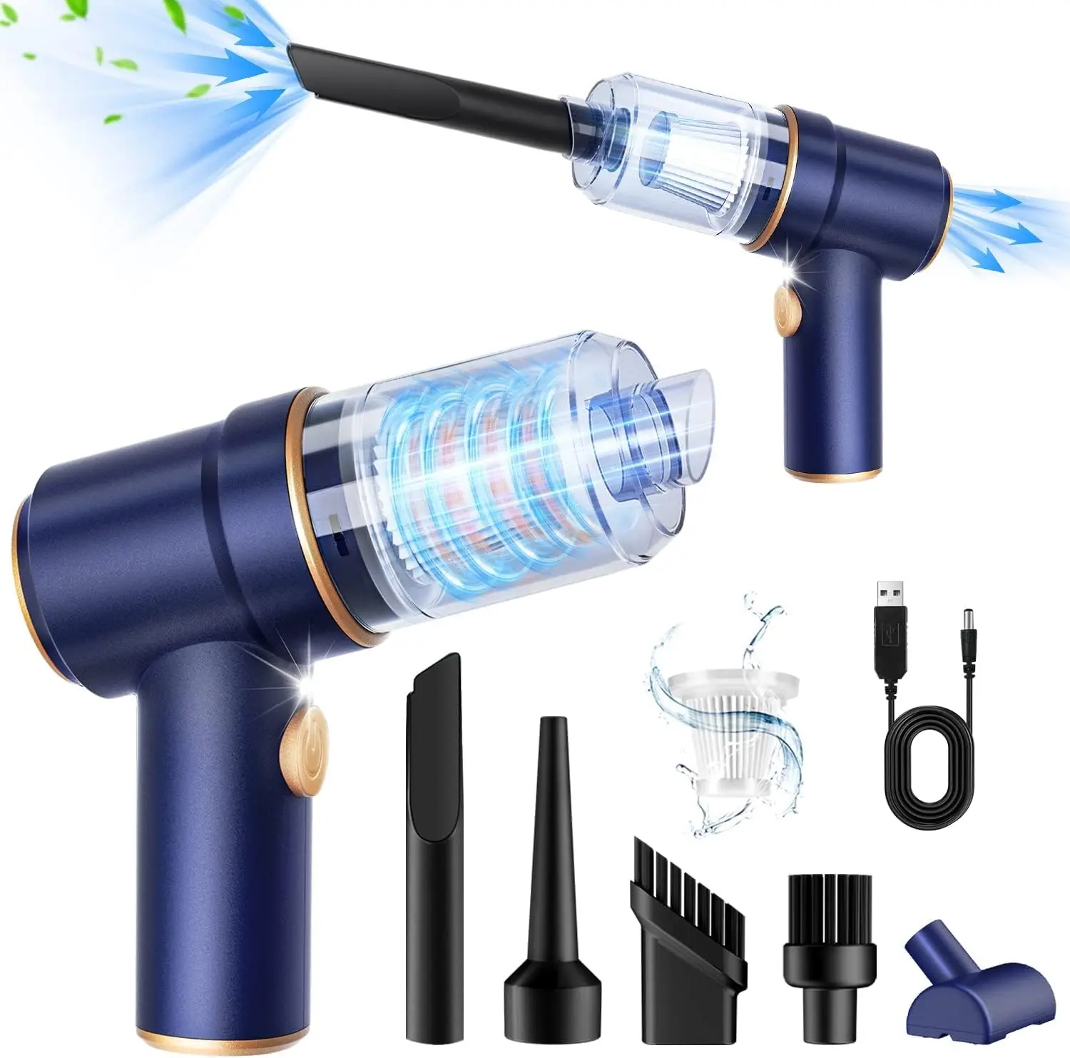 Portable Handheld Blowing And Suction Integrated Car Vacuum Cleaner With Light Mini Wireless Car Vacuum Cleaner