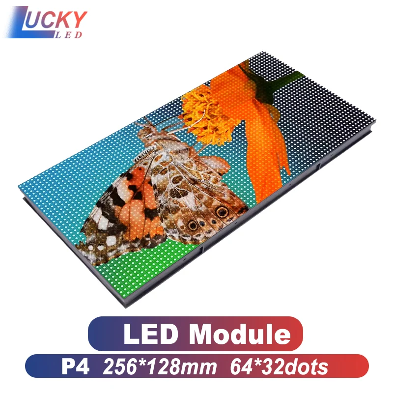 P4 LED screen panel module Outdoor 256*128mm 64*32 pixels 1/8scan 3in1 RGB SMD P4 Full Color LED display panel module