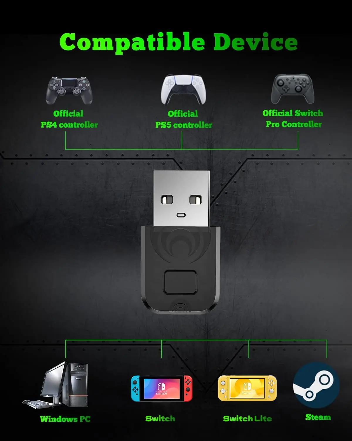 Bluetooth Adapter for PS4/PS5 Controller Compatible with Switch PC Android TV Box Steam - Wireless Gaming Accessory