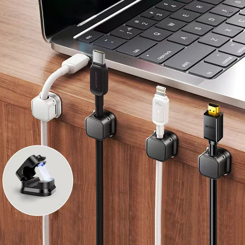 6-12pcs Magnetic Cable Holder Self Adhesive Cord Clip Smooth Pulling Charging Cable Keeper Wire Clip for Car Home Office