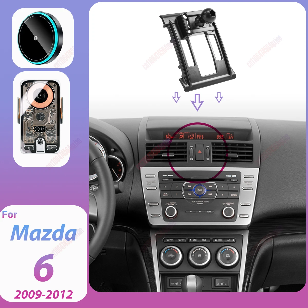 For Mazda 6 GH 2009 2010 2011 2012 Magnetic Wireless Car Charger Air Vent Phone Holder Stand Fast Charging Cellphone Bracket