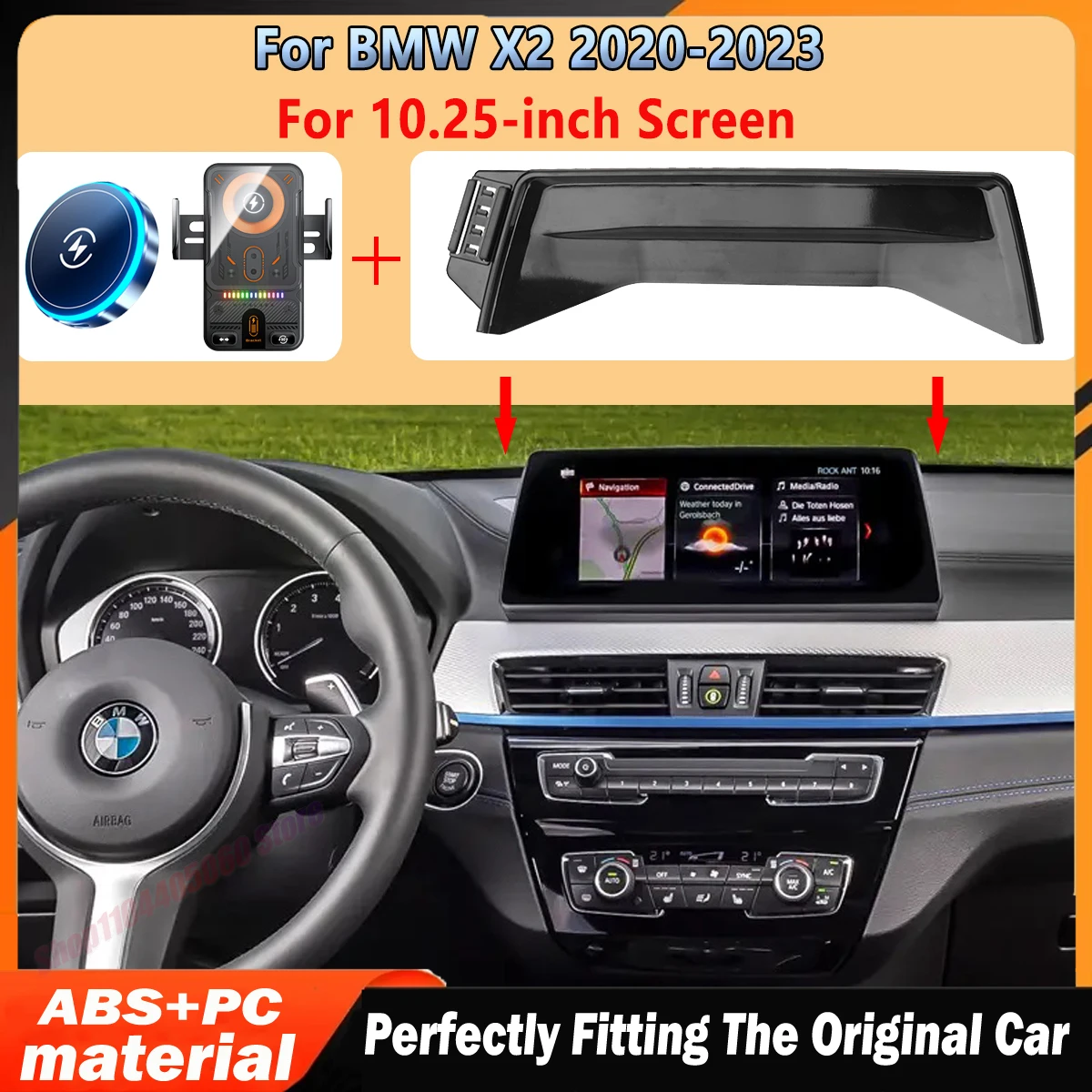 For BMW X2 2020-023 Magnetic 15W Wireless Charging Fixed 10.25