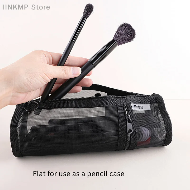 1Pc Mesh Dual-use Makeup Brushes Holder Travel Cosmetic Bag  Organizer Brushes Pens Tube Container Stand-up Pouch Cosmetic Tool