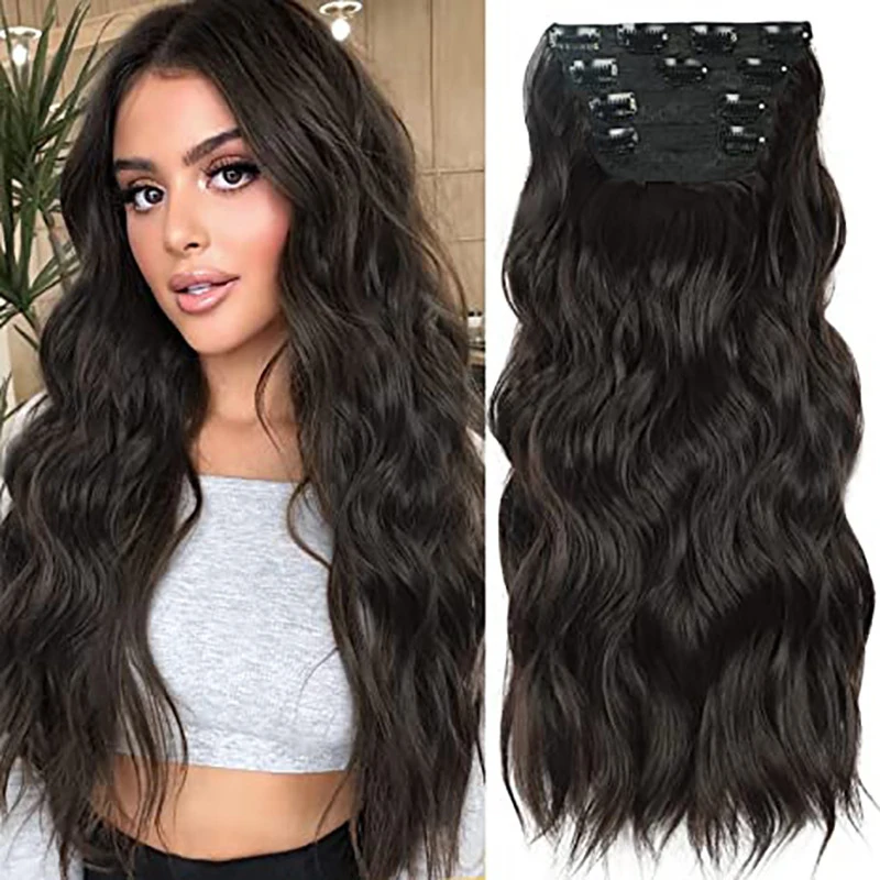 Water ripple synthetic fiber hairpiece to increase hair volume, naturally invisible large wave wig