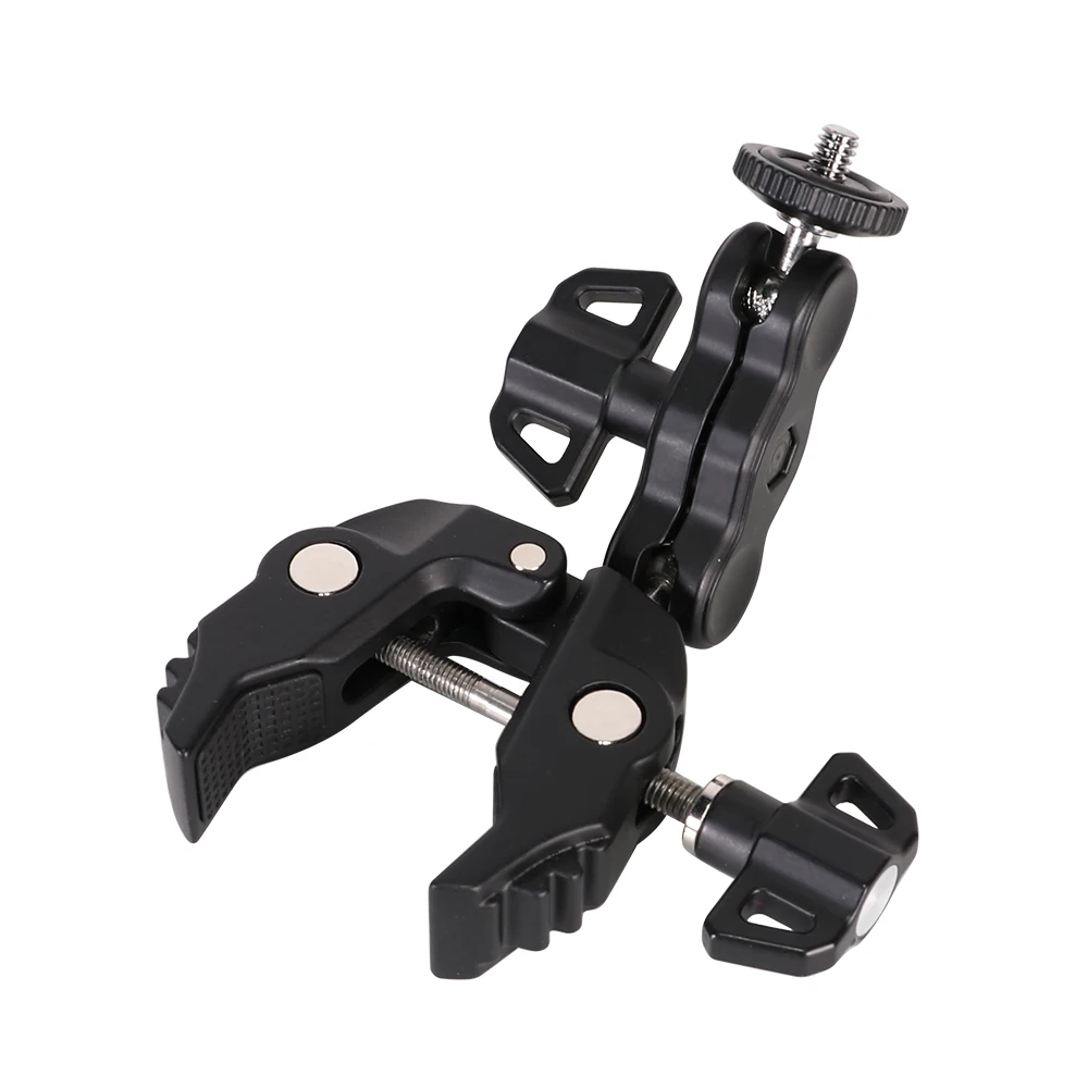Metal Super Clamp with 360° Mini Ball Head Magic Arm for Camera Light Mic Video Monitor Clamp 1/4 3/8 Thread For Rods Hook