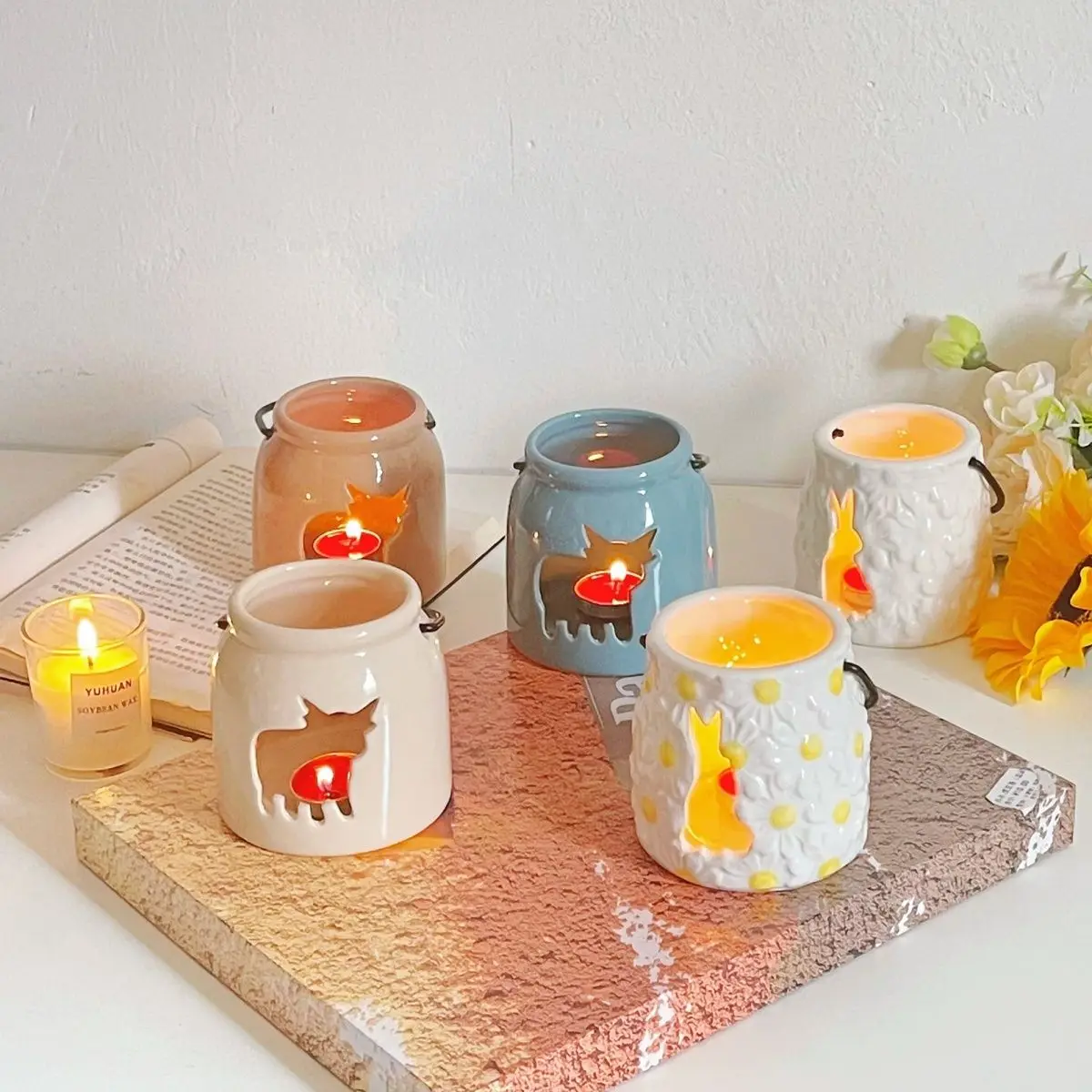 Ceramic Aromatherapy Stove Nordic Style, Small Premium Candlestick Aromatherapy, Home Creative Dining Table Romantic Decoration