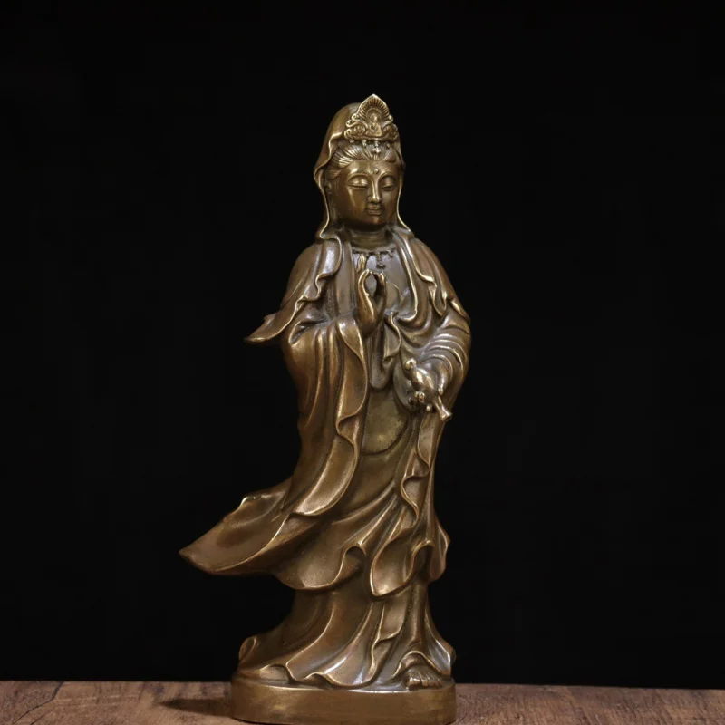 Premium Character Buddha Statue Standing Guanyin Inverted Bottle Copper Ornament Copper Bodhisattva Home Office Decoration