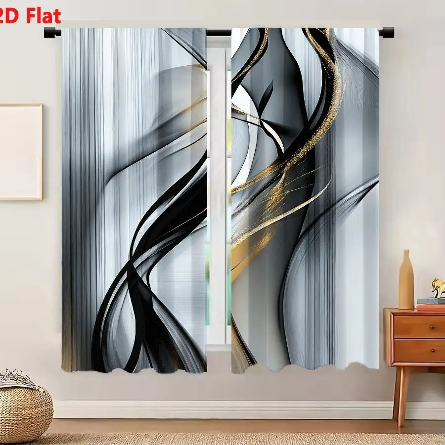 2Pcs Curtains 2D Flat Premium Quality Product For Everyday Use Window Drapes for Bedroom Room Decor Decoration Window Treatment.