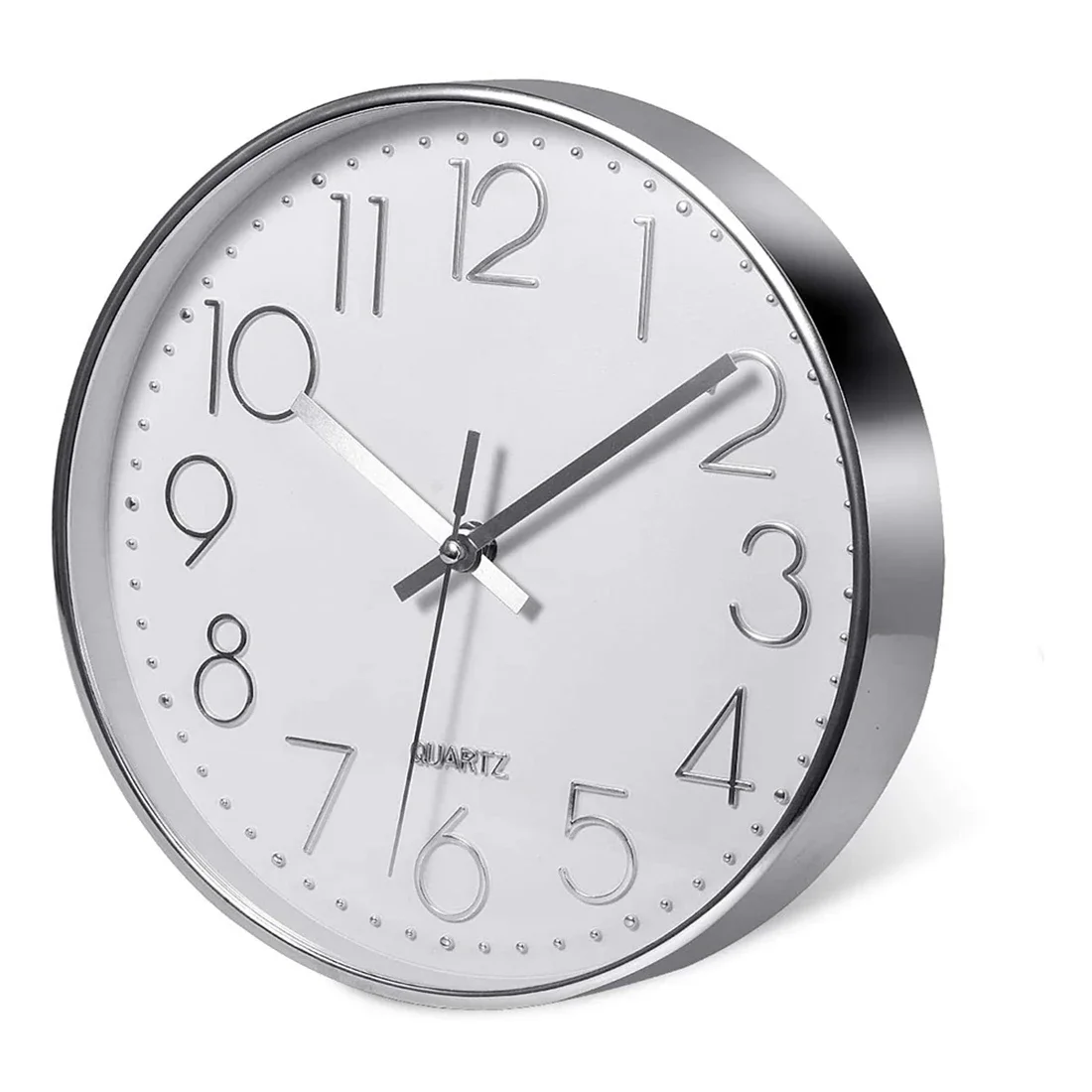 Premium Silver Wall Clock, Wall Decoration, Modern Silent Wall Clock for Home Office Kitchen (30cm, Silver)