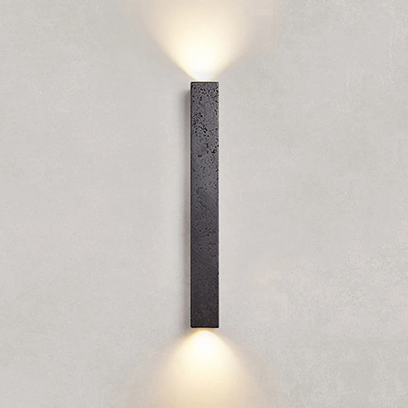 Wabi Sabi Premium Black Interior Home Decoration Personalized Light Natural Stone Long Strip Living Room Staircase Led Wall Lamp