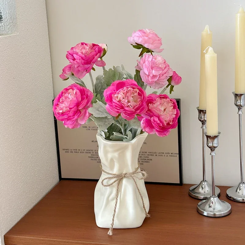 French Cream Style Vase Home Living Room Flower Arrangement Light Luxury Premium Dining Table Decoration Vase Flower Utensils