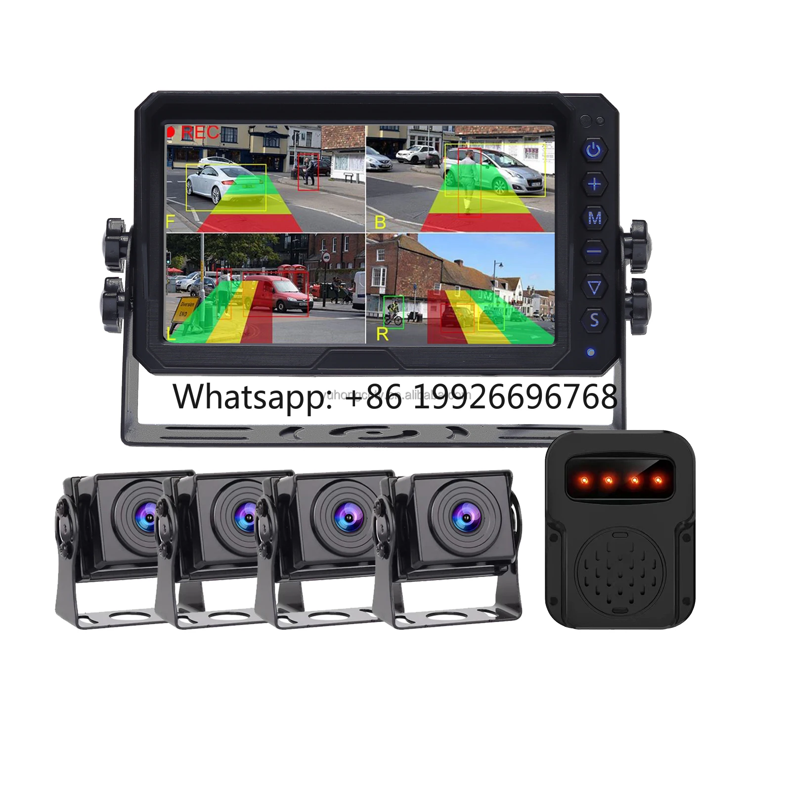 4 Channel 7 Inch Screen 1080P AHD IP68 Waterproof Camera AI BSD Special Vehicle Truck Monitoring System