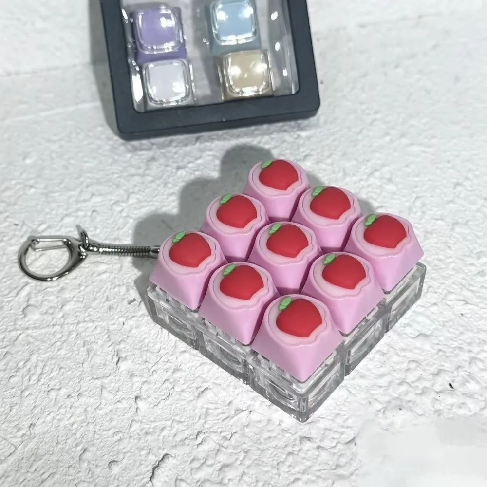 9-Button Design Fidget Keychain Soft Silicone Crisp Sound Fidget Keychain Portable Size Kawaii Keyboard Fidget Car Pendant