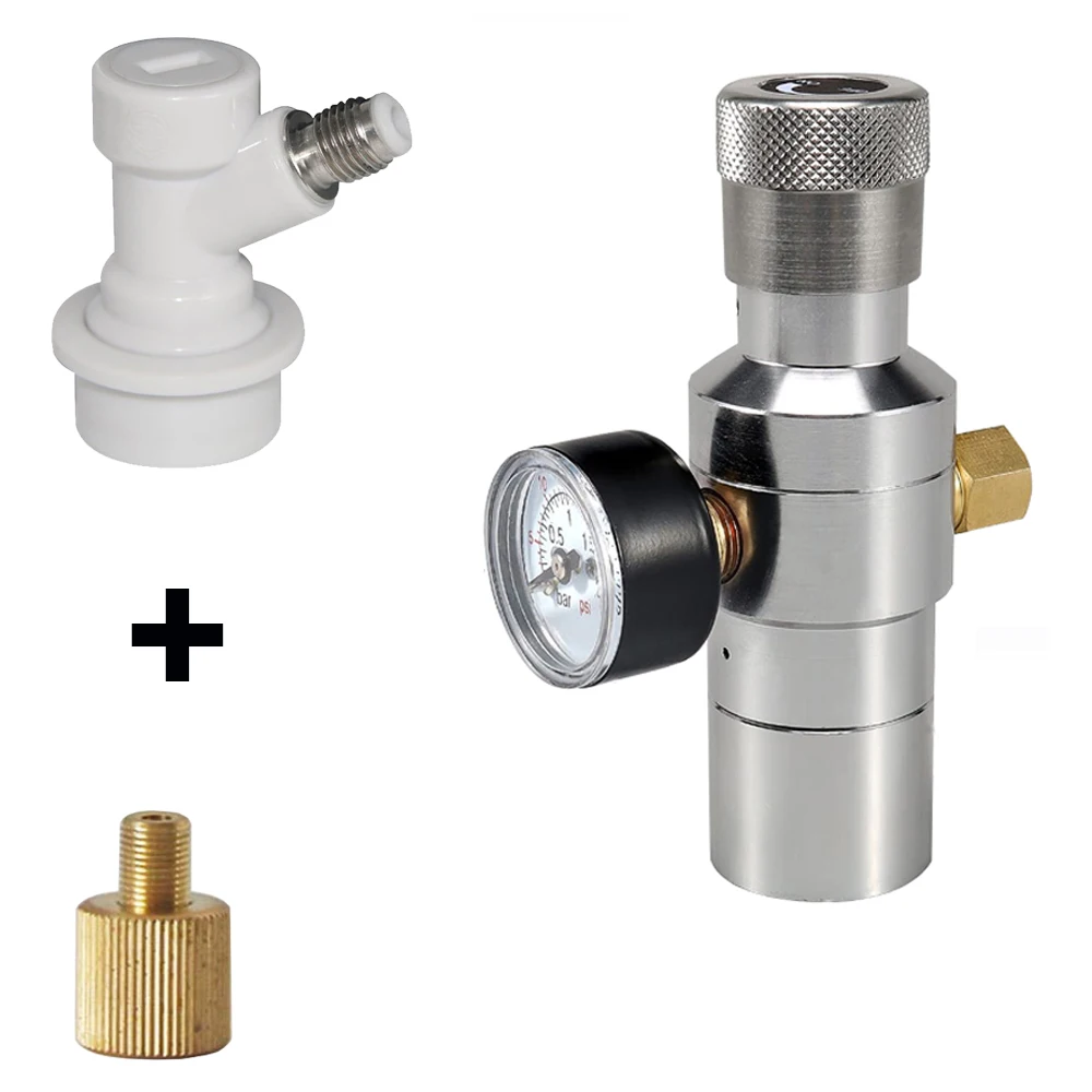 Mini CO2 Regulator Charger for Beer Keg, 0-30PSI Adjustable with Ball Lock Connector, Portable Home Brewing Dispenser