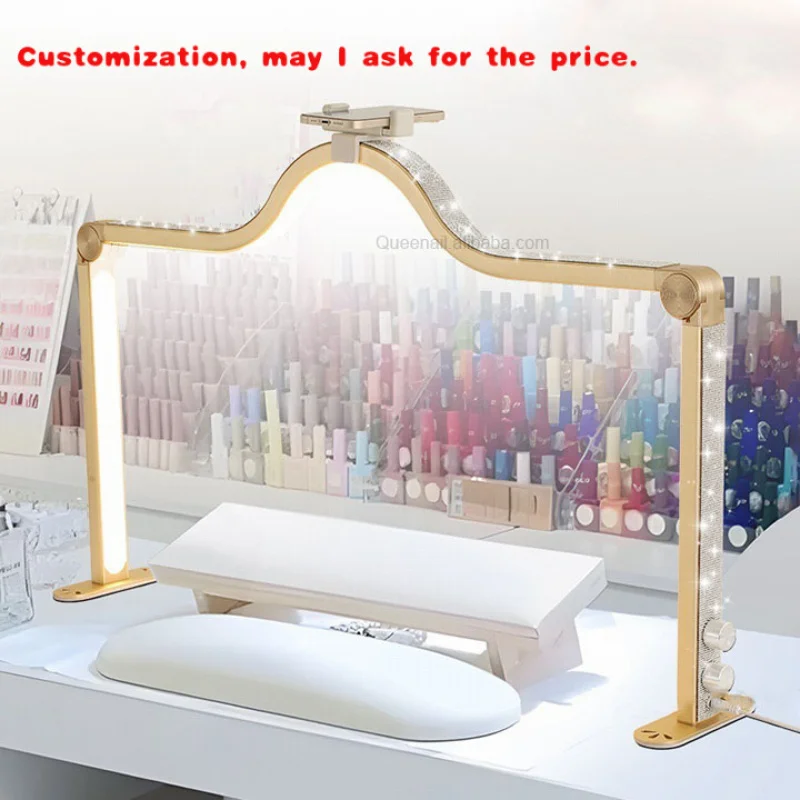 custom.Square Foldable Table Led Light Salon Eyelash Extension Desk Light Adjustable Brightness 45W Nail Table L