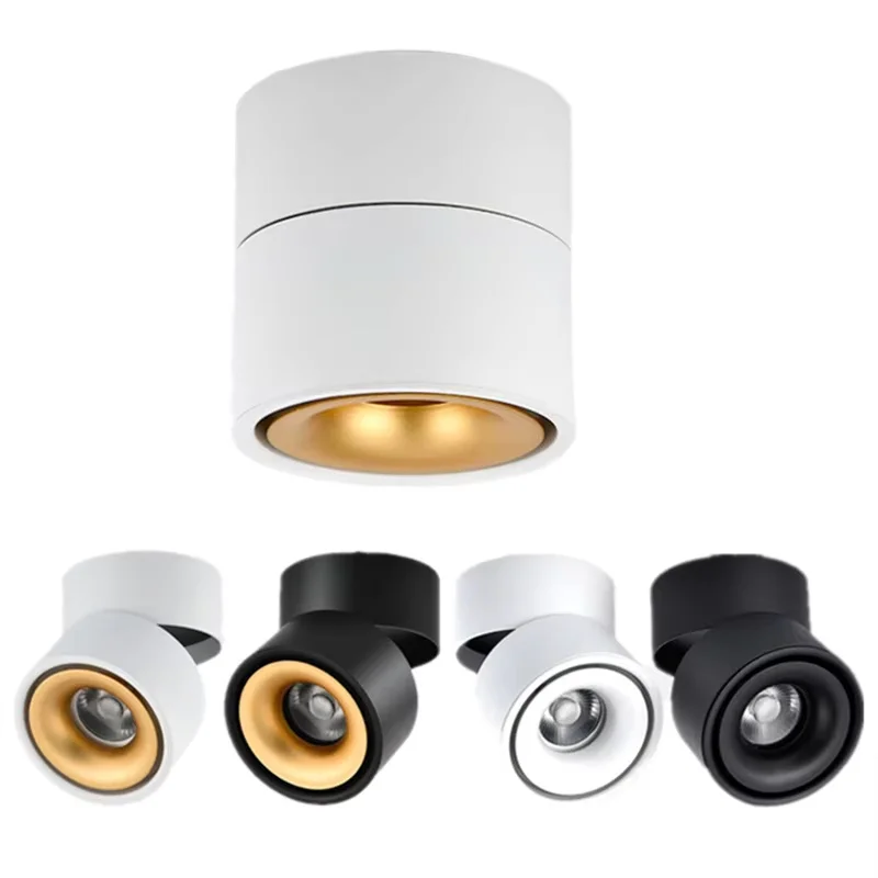 Dimmable Downlights Surface Mounted LED COB Ceiling Lamps 8W 10W 12W 15W 18W Foldable 360° Rotatable Background Track Spot Light