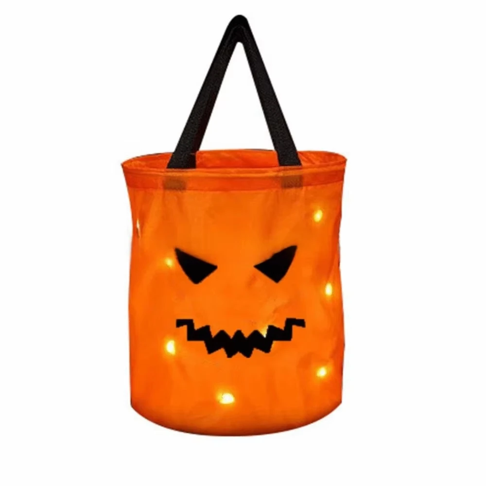 Fashion LED Light Halloween Candy Bags Foldable Reusable Halloween Bags Multipurpose Halloween Supplies Trick or Treat Bags Kids